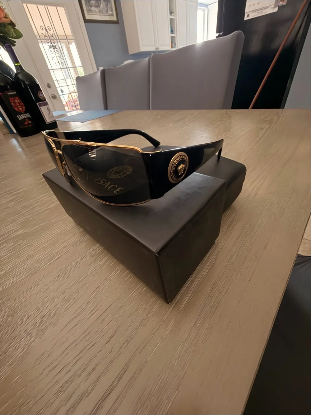 Versace Men’s Black Lensed Sunglasses with Gold Frame